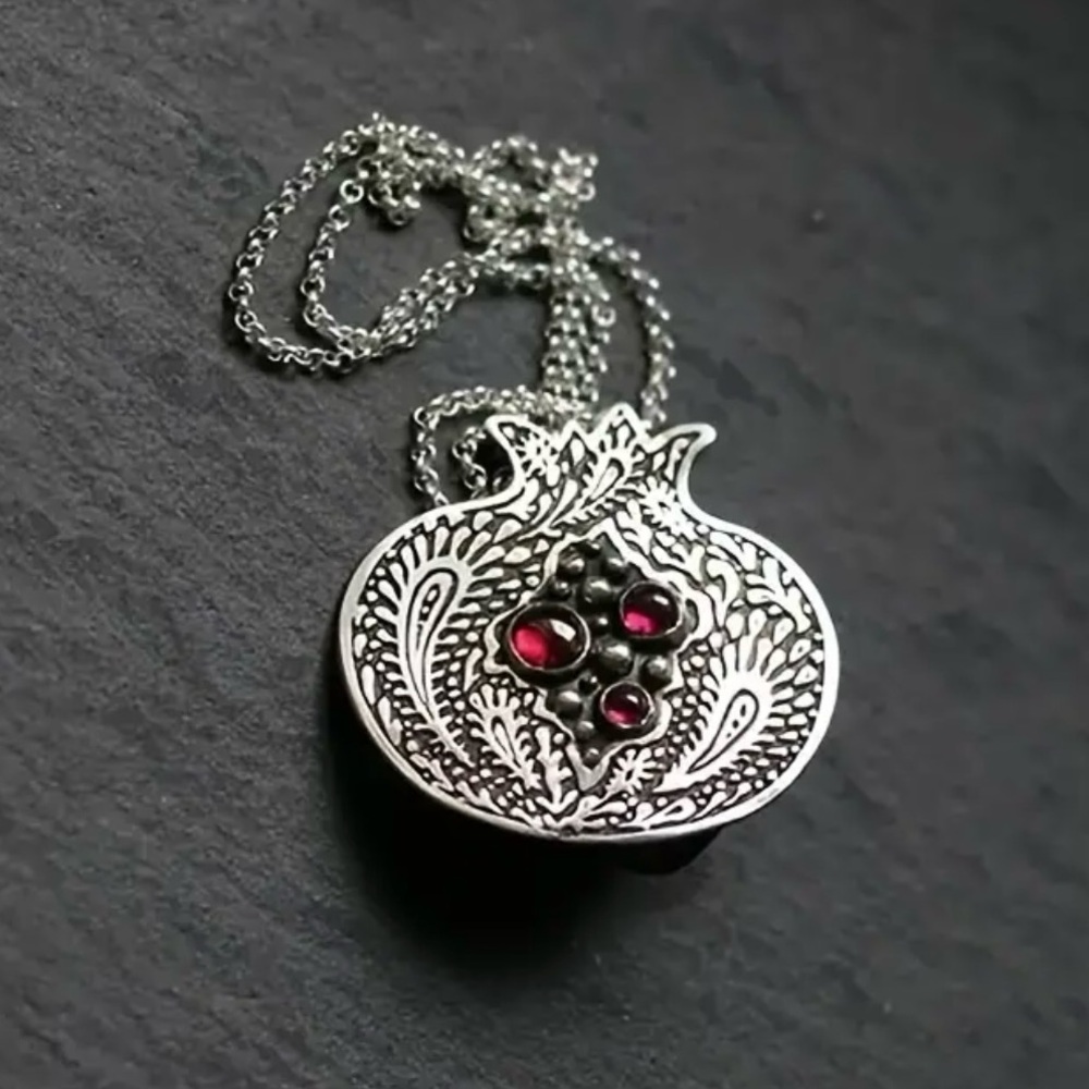 Fruit of the Dead~ Pomegranate Persephone Adonis Greek Gods Spinel Seed Necklace - Picture 2 of 11